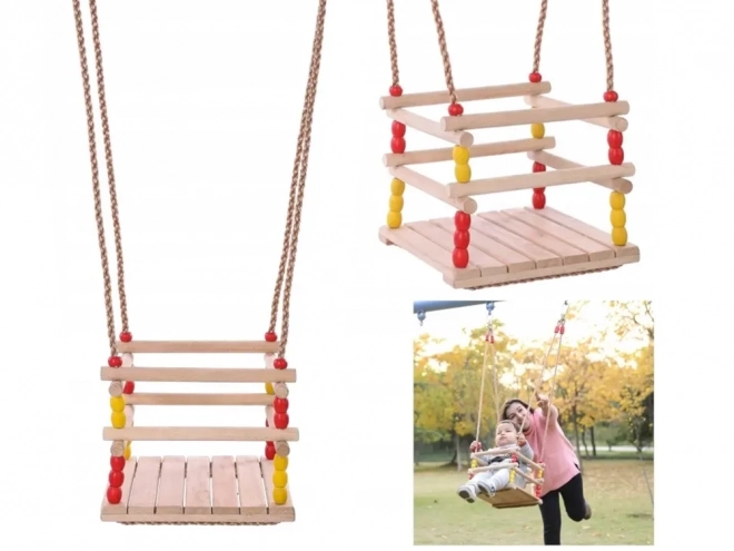 Balançoire de jardin pour enfants avec balustrade en bois