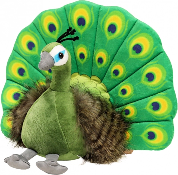 Jouet en peluche Paon Élégant vert 30 cm