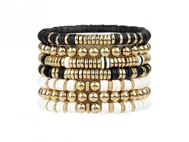 Ensemble de perles pour créer un bracelet d'amitié en or, noir et blanc