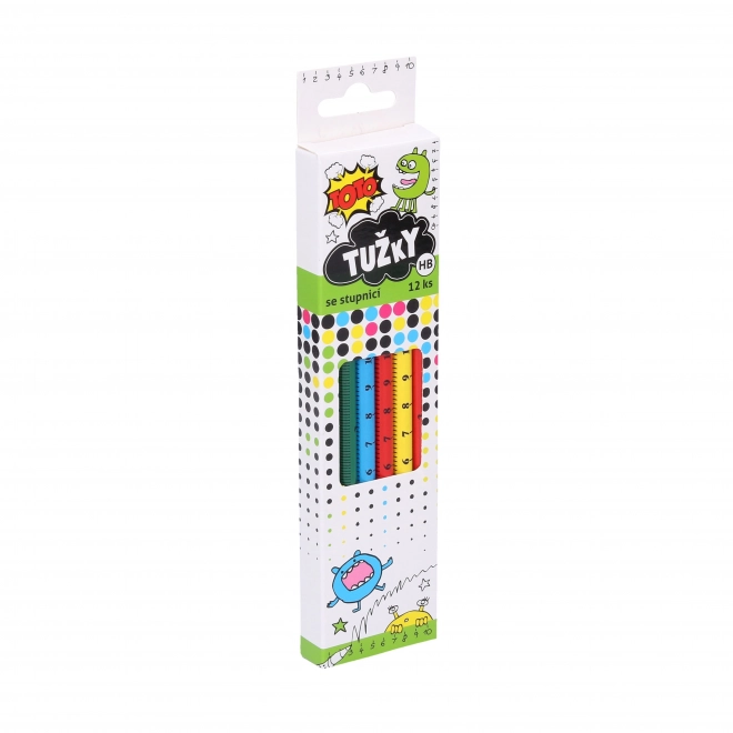 Crayons n°2 avec échelle - 12 pièces