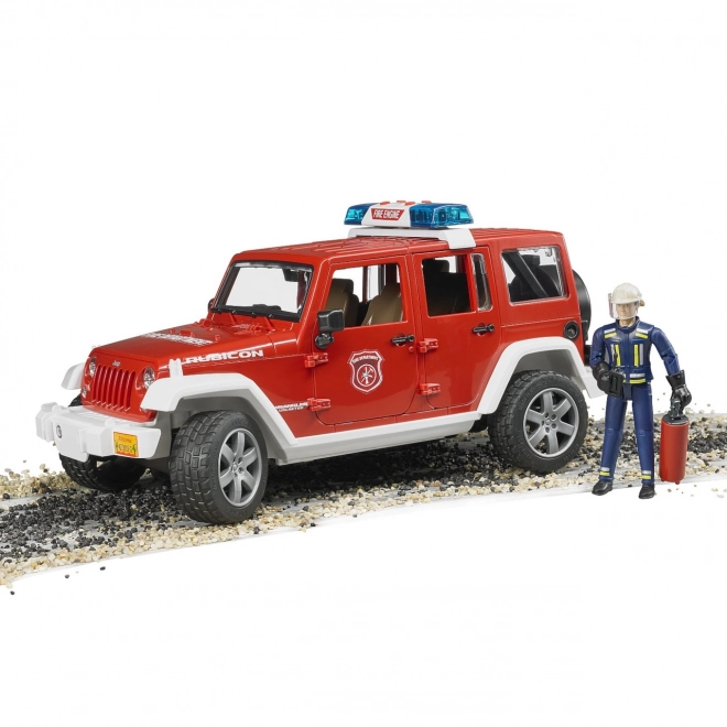 Jeep Wrangler de pompier rouge avec figurine et accessoires
