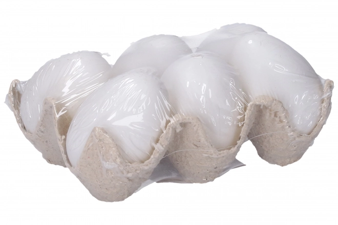 Œuf décoratif en plastique blanc 6 cm, 6 pcs