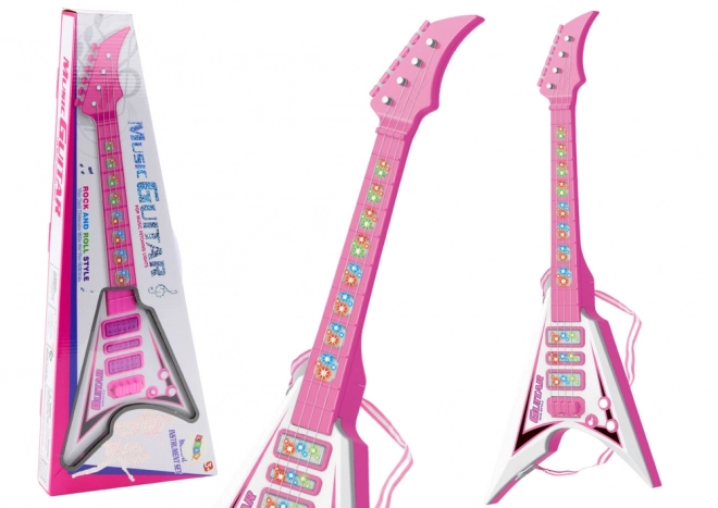 Guitare électrique pour enfants avec lumières et mélodies rose