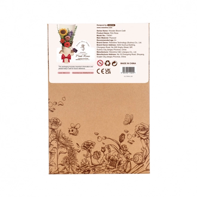 Puzzle 3D en bois RoboTime Rose rose