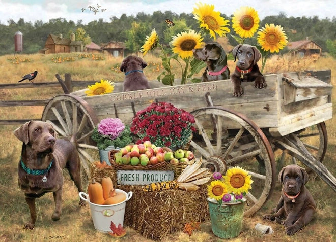 Puzzle Cobble Hill Chariot en bois 500 pièces