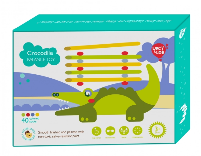 Jeu d'Équilibre en Bois Crocodile