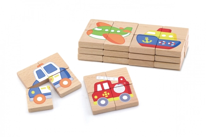 Puzzle magnétique en bois - moyens de transport