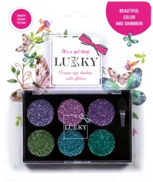 Lukky ombres à paupières crémeuses avec paillettes et pinceau, 6 couleurs