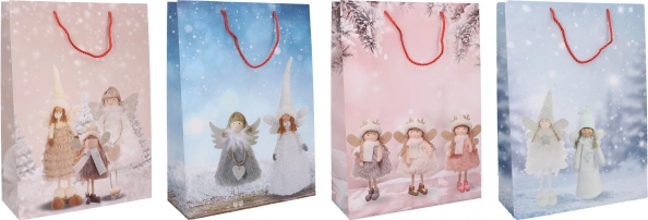 Sac cadeau de Noël taille L 41,5 × 30 × 12 cm – 4 motifs