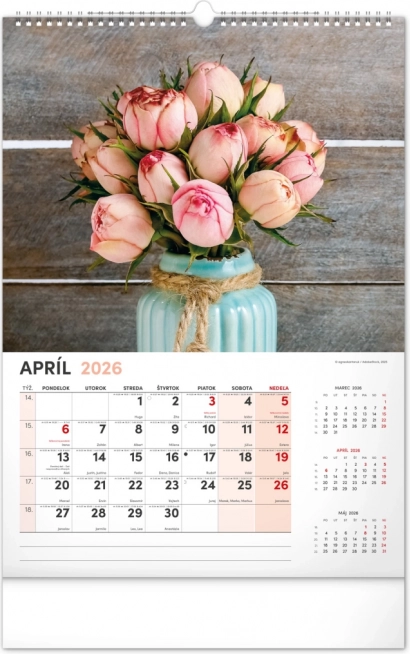 Calendrier mural Fleurs 2026