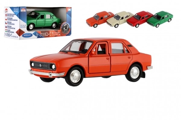 Auto Welly Škoda 105L métal/plastique 11cm 1:34-39 en roue libre 4 couleurs en boîte 15x7x7cm