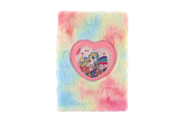 Bloc-notes en peluche arc-en-ciel licorne mélangé avec d'autres types dans un sac 16x21x2cm