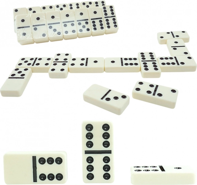Jeu classique de dominos avec 28 pièces dans un étui en plastique