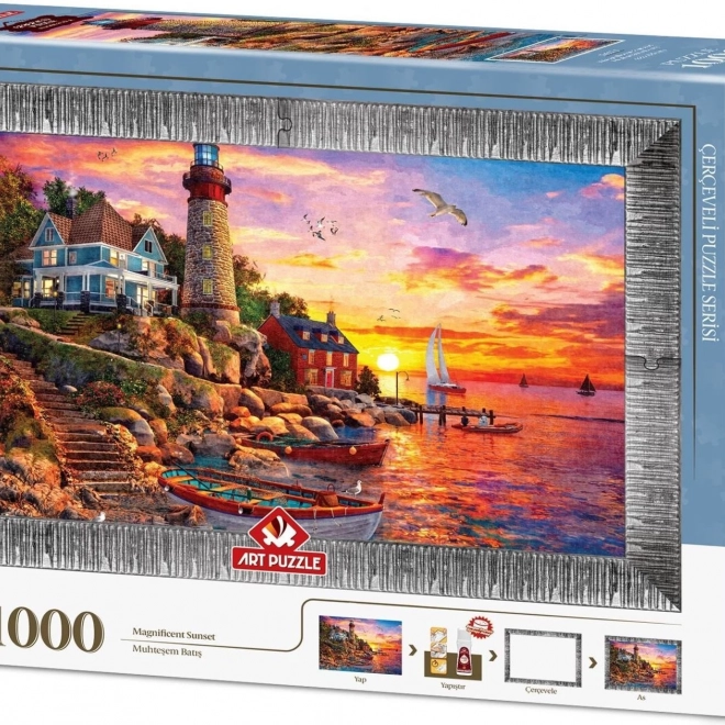 ART PUZZLE Puzzle avec cadre et colle Magnifique coucher de soleil 1000 pièces