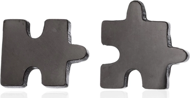 Boucles d’oreilles en acier puzzle – noir