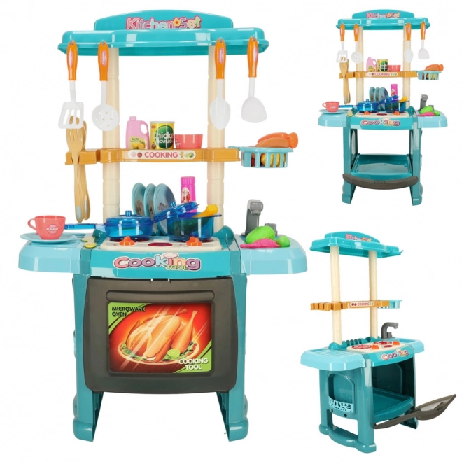 Cuisine amusante pour enfants avec four, brûleurs, sons et lumières