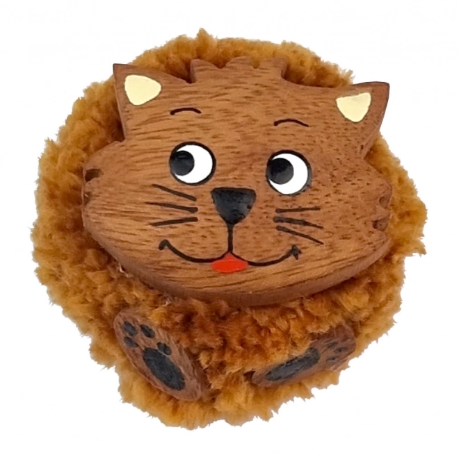 Grande aimant en bois Pompom Chat