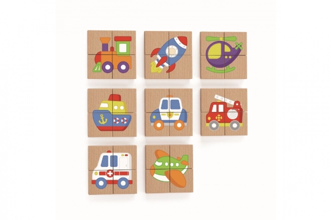 Puzzle magnétique en bois - moyens de transport