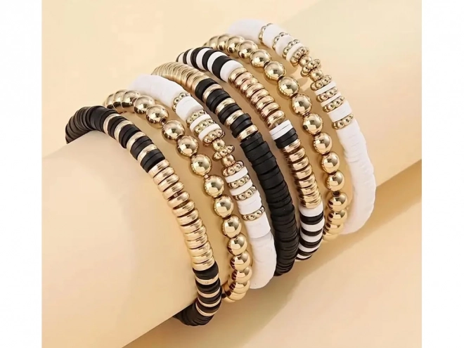 Ensemble de perles pour créer un bracelet d'amitié en or, noir et blanc