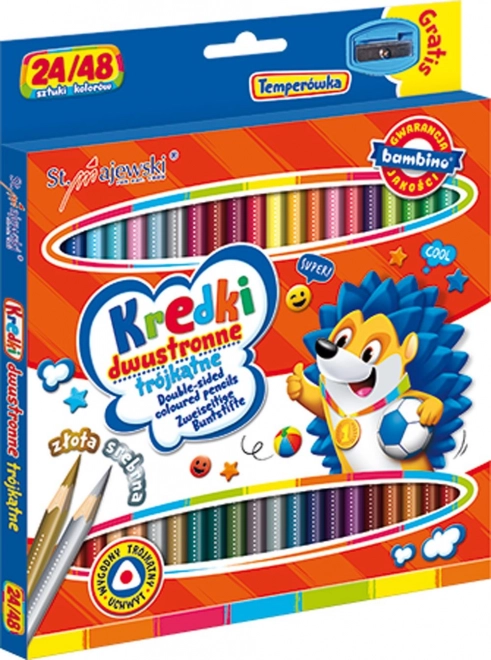 Crayons triangulaires réversibles avec taille-crayon Bambino - 24 pièces