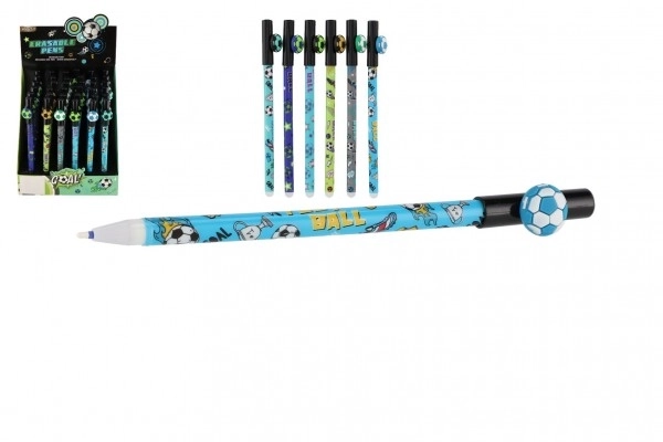 Stylo gomme avec ballon de football 16cm en plastique 6 couleurs 36 pcs dans une boîte