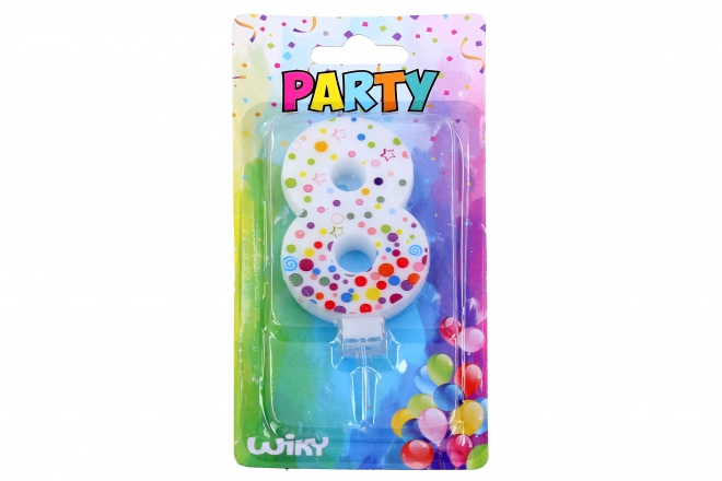 Bougie de fête chiffre 8 Pois
