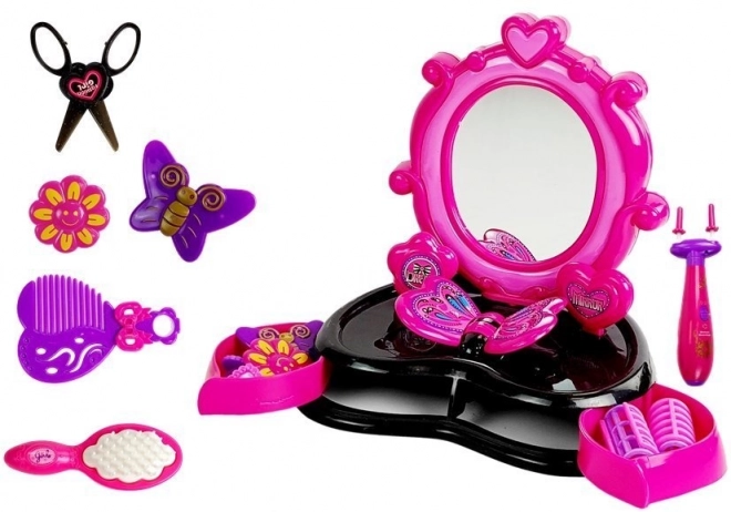 Coiffeuse avec tresseuse et miroir