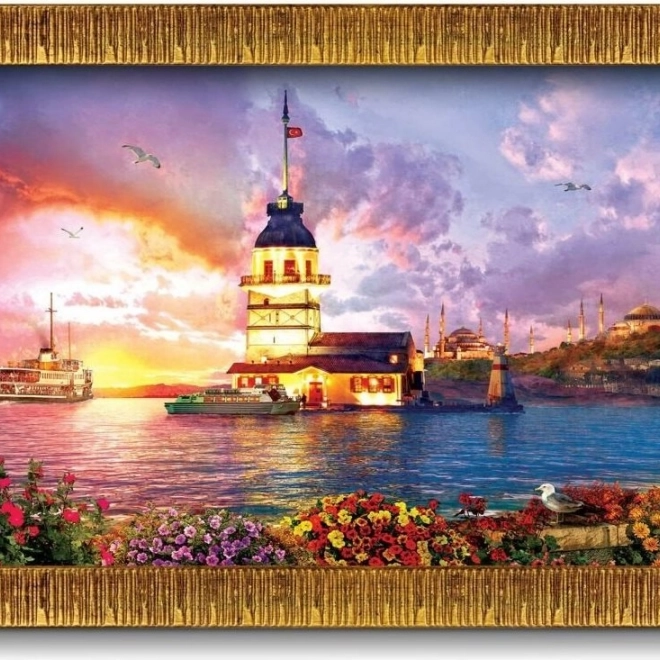 Puzzle avec cadre et colle 3en1 Tour de la jeune fille 1000 pièces