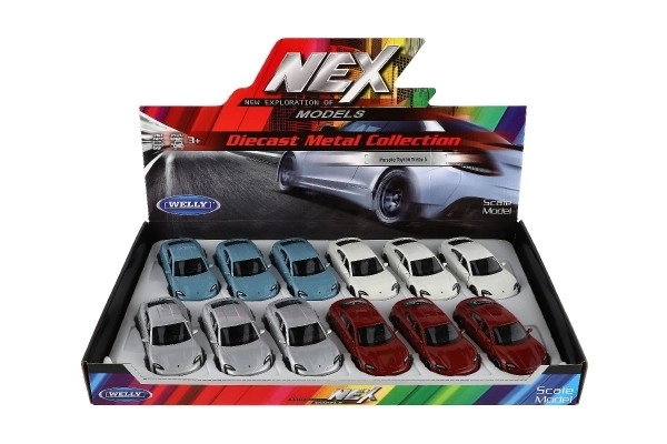 Auto Welly Porsche Taycan Turbo S métal/plastique 12cm 4 couleurs à rétrofriction 12pcs en boîte