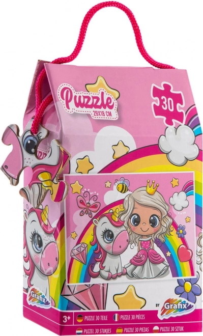 Puzzle 30 pièces princesse et licorne 29 × 18 cm