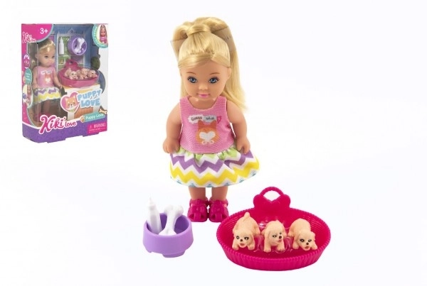 Poupée Kiki Anlily articulée en plastique 12cm avec animaux de compagnie et accessoires dans une boîte 12x16x4,5cm