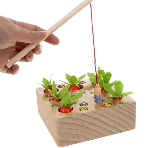 Jeu en bois Montessori 2-en-1 - Jardin de carottes pour enfants
