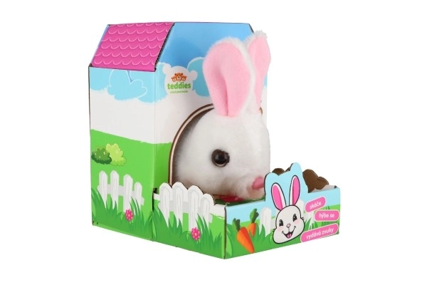 Lapin Ben peluche/plastique 16x17cm à piles avec son et mouvement dans une boîte 13x19x18cm