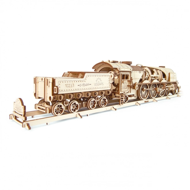 Puzzle 3D Ugears - Locomotive V-express avec wagon 538 pièces