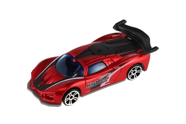 Voiture de course 6 pièces métal/plastique 8cm en roue libre dans une boîte 10,5x27x4cm