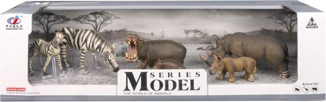 Set de figurines monde animal – zèbres, hippopotames et rhinocéros