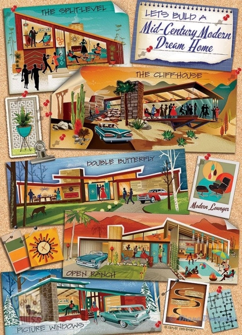 Puzzle Maison Moderne des Rêves de Milieu de Siècle 1000 Pièces