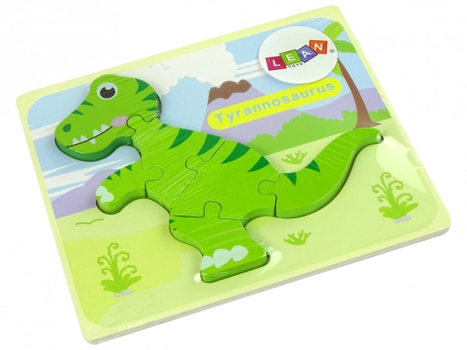 Puzzle en bois Dino Isanosaurus Tyrannosaurus Vert