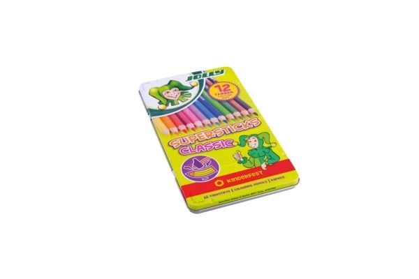 Crayons Supersticks 12 couleurs dans une boîte métallique