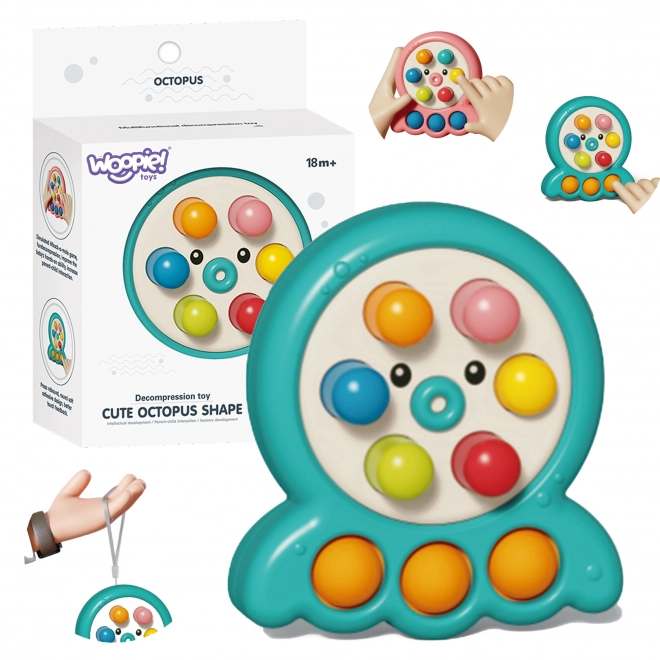WOOPIE Jeu d'adresse Marteau Kreta Avec ficelle Pieuvre Verte 2en1