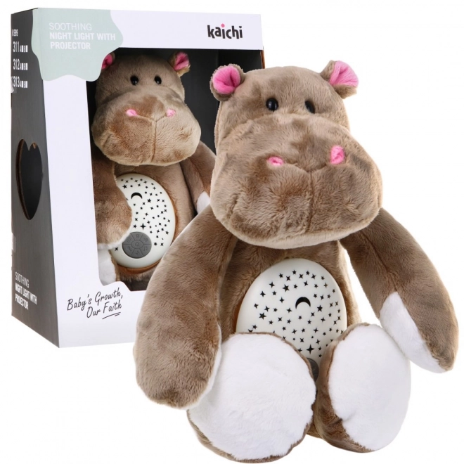 Hippo tétine 3 en 1 pour enfants à partir de 6 mois Jouet sensoriel + Projecteur + Boîte à musique + Peluche