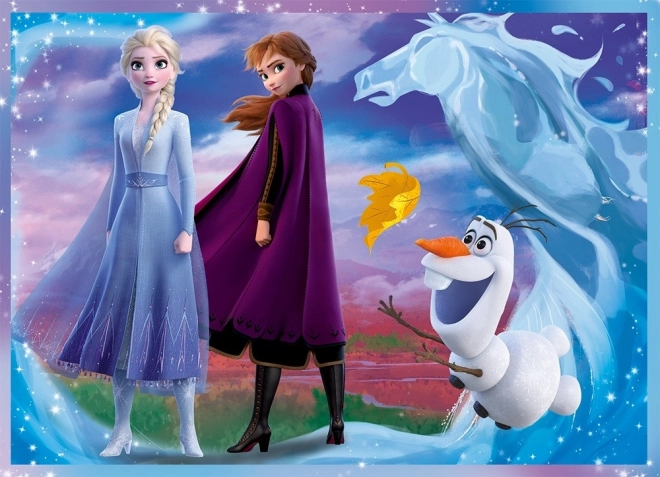 Puzzle 4en1 La Reine des Neiges II/Frozen II dans une boîte 28x28x6cm