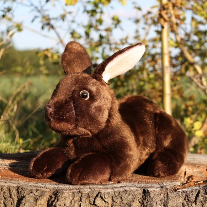 Lapin en peluche marron allongé 36 cm ÉCO-RESPONSABLE