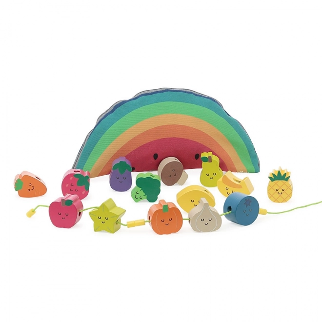 Perles enfilables en bois fruits et légumes