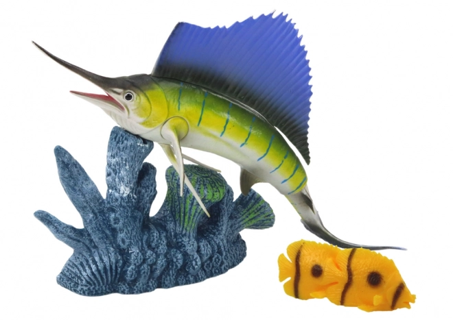 Figurine Espadon sur un Récif Corallien avec des Poissons