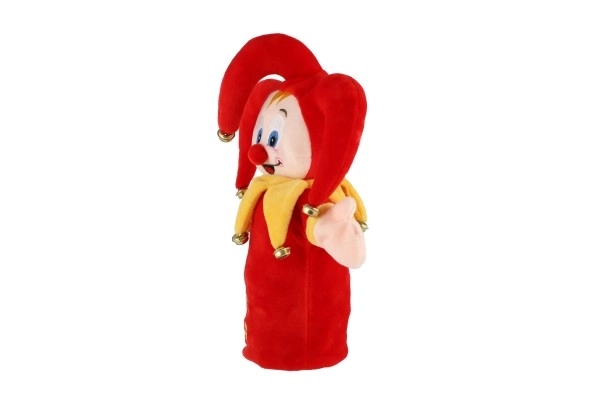 Pantin Kasparek marionnette à main en peluche 28cm avec grelots sur carte