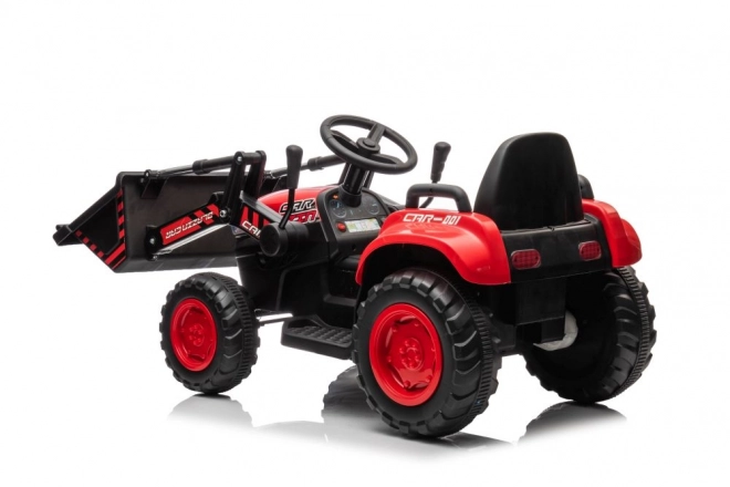 Tracteur rouge pour enfants avec batterie rechargeable et godet