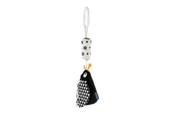 Hochet/pendentif animal en peluche pour berceau/landau 30 cm noir et blanc