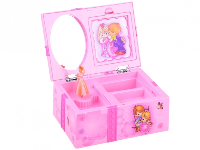 Boîte à bijoux rose avec boîte à musique pour petites filles