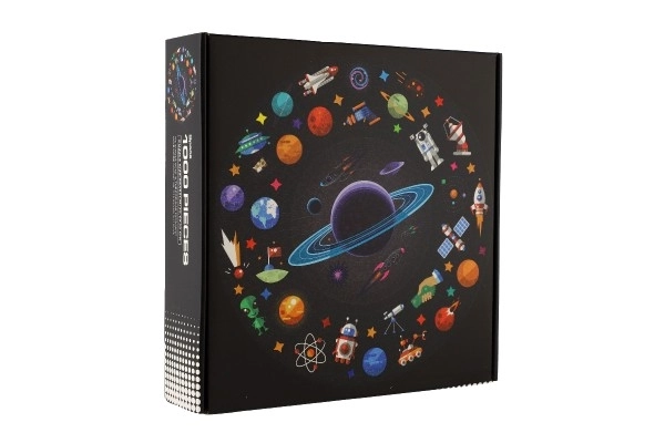 Puzzle rond espace 1000 pièces 65x65cm dans boîte 23x23x5,5cm